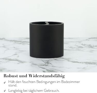 Набір для ванної кімнати ZCCZ: органайзер з дозатором мила, тримачем для зубних щіток, мисничкою та стаканчиком - білий з ефектом чорного мармуру