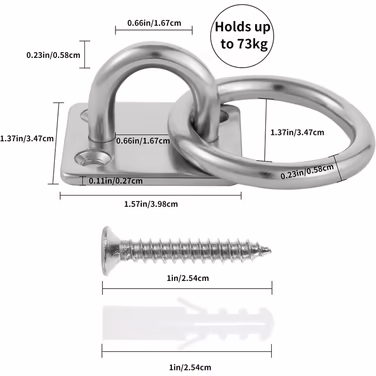 Lyaor Ring Boxing Punching Ball Ears for up to 70 kg, 40x35mm Steel
