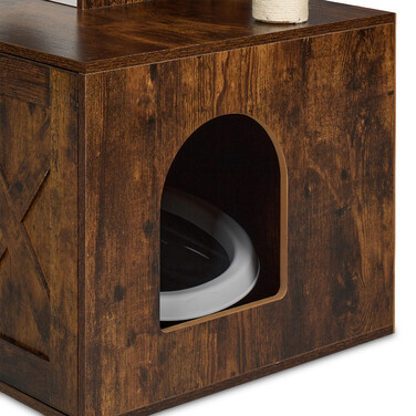 Relaxdays Cat Tree with Litter Box Cabinet, 128 cm