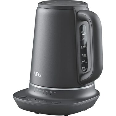 Електричний чайник AEG K7-1-6BP з 7 рівнями температури, функцією підігріву та захистом від перегріву, 1.7 л, сірий