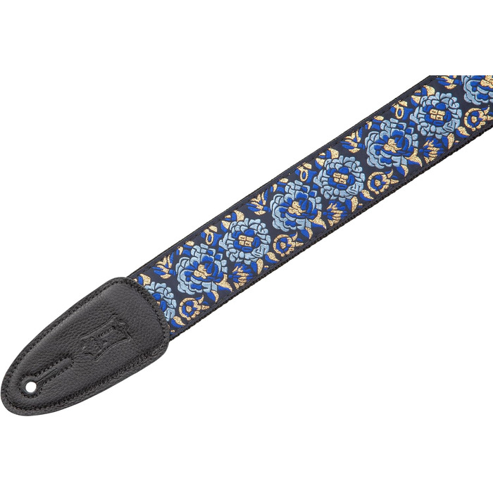 Гітарний ремінь Levy's Leathers M8AS-BLU з дзеркальним малюнком жаккарду, синій (темно-синій)