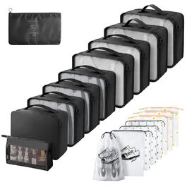 Набір органайзерів для валізи 18 шт., водонепроникні Packing Cubes, чорний - ідеальний органайзер для подорожей з сумкою для одягу