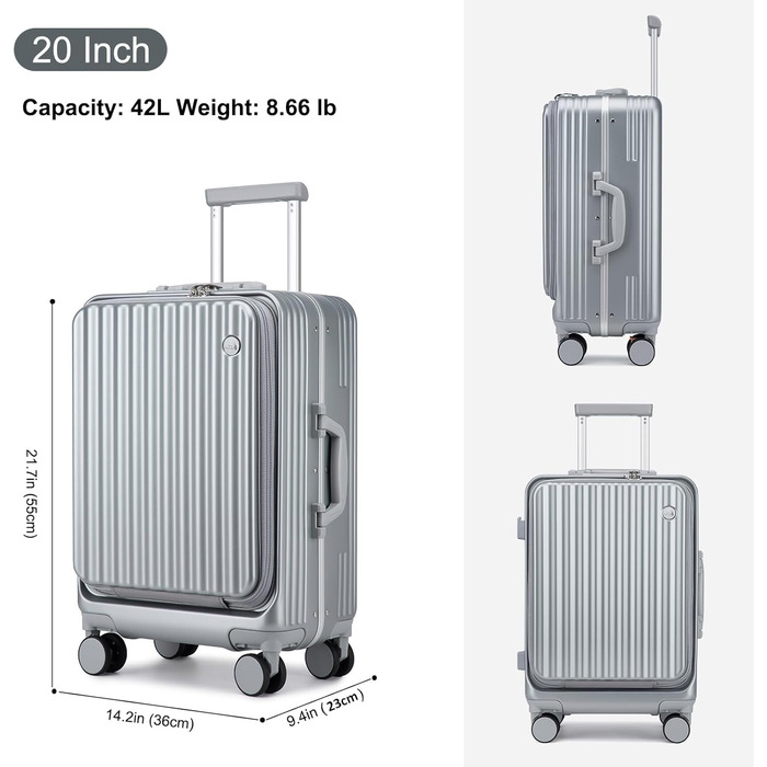 Чемодан-валіза Sea Choice 2 в 1 (55/78 см) з TSA замком та тримачем для напоїв, зелений