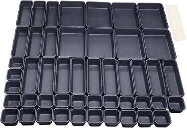 Drawer dividers, 48-piece set, spice organizer, drawer organizer, black separator, bathroom organizer boxes set with 40 silicone non-slip balls, Hemnes dresser, kitchen, desk, utensil organizers.