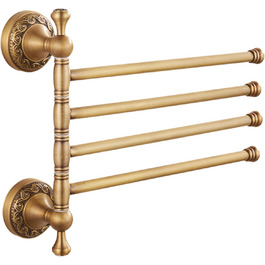 Brass toothbrush holder, antique bronze finish, cup holder with white ceramic cup, wall-mounted, bathroom accessory, patterned carving design (folding towel rack)