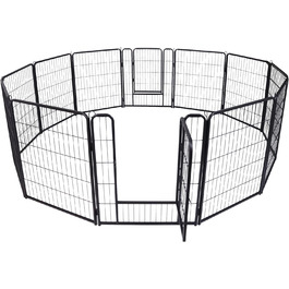 Вольєр для цуценят на 6 частин, 80 см, з 1 дверима та 5 фіксаторами, гнучкий та складаний, для квартири та саду