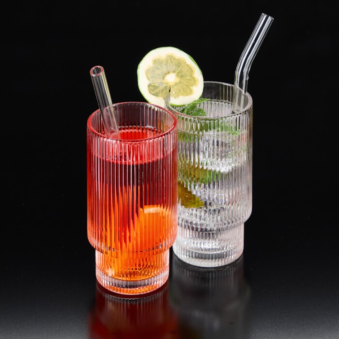 Relaxdays Decorative Glasses, Ribbed, Set of 4