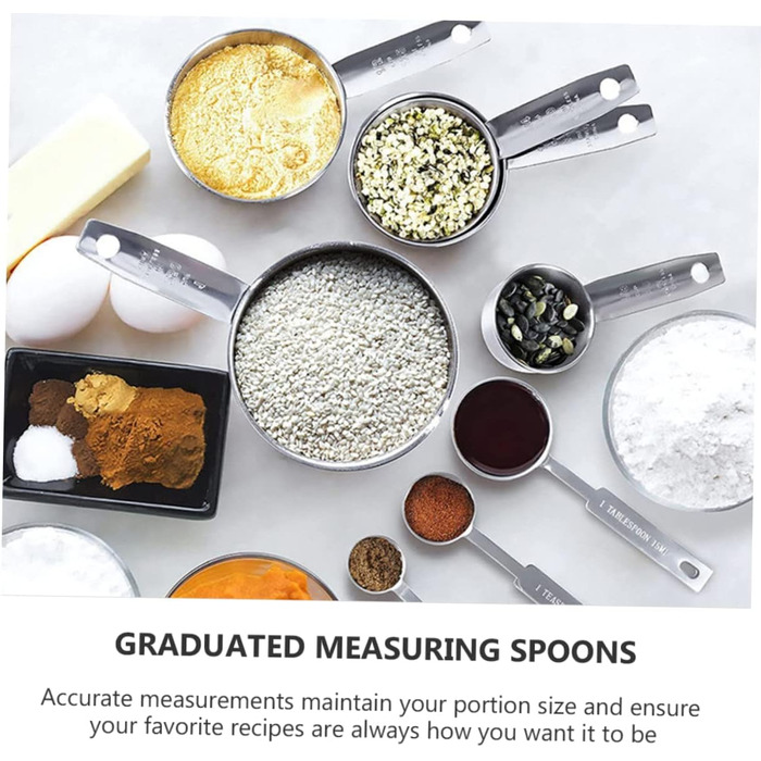 DECHOUS 12-Piece Measuring Spoon Set for Baking - Stainless Steel, Graduated Kitchen Cups, Spoons for Easy Measuring