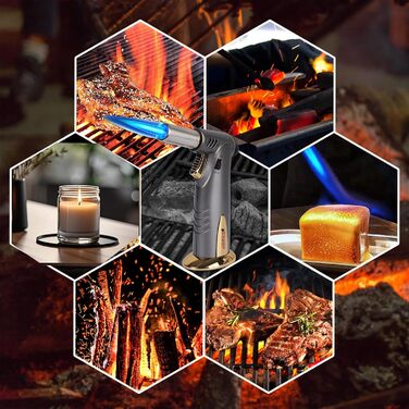 Бутанова запальничка з подвійним полум'ям преміум-класу для кухні, приготування їжі, BBQ з регульованою яскравістю та блокуванням
