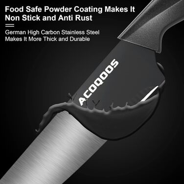 ACOQOOS 14-Piece Knife Set with Block and Sharpener - Professional Kitchen Knife Set, Black