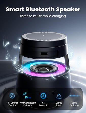 Bluetooth-динамик NEUTYPECHIC 5-в-1 зі зарядкою, лампою, тримачем та нічником