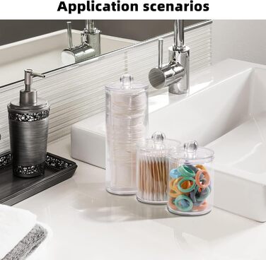 Органайзер для косметики 3 шт. – диспенсер для ватних дисків та контейнер для ватних паличок з кришкою – прозора акрилова коробка для туалетного столика, ванної кімнати та спальні – система зберігання макіяжу