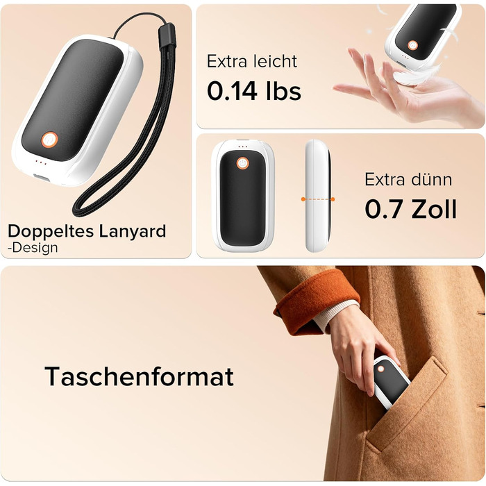 Електричні грілки для рук 2 шт. з магнітною застібкою, 12 годин максимального нагріву, чорний та білий колір, подарунок для жінок та чоловіків