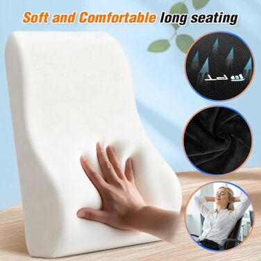 Подушка для попереку POOTACK з піни Memory Foam - ортопедична підтримка спини для авто, офісу та геймінгу, чорна