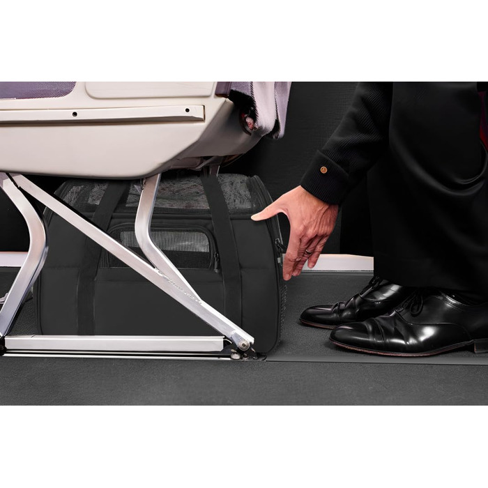 Транспортна сумка для котів та собак, дихаюча та легка, переноска для котів з регульованим плечовим ременем, знімний м'який матрац (Чорний, M)