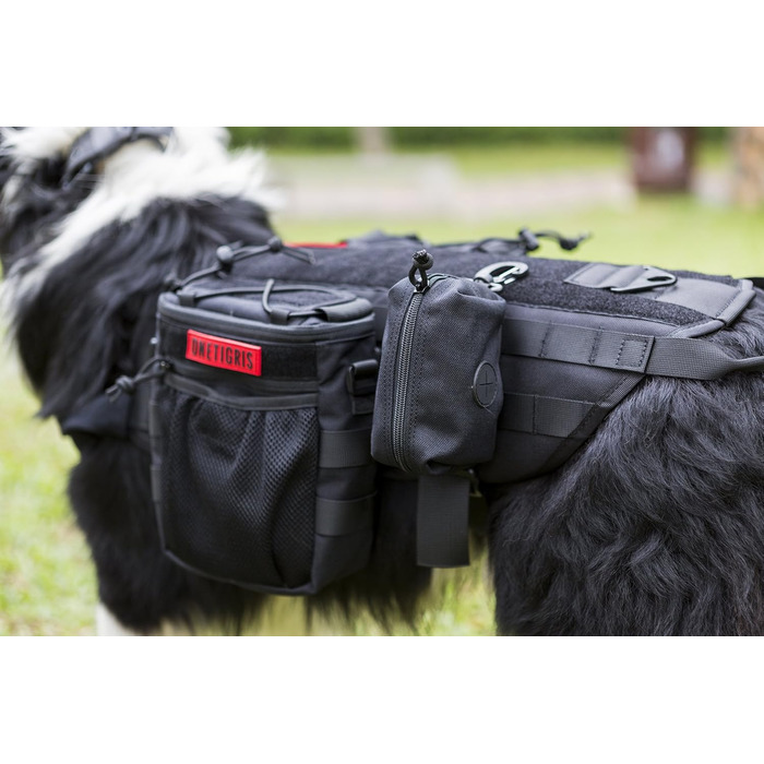Диспенсер для собачих пакетів OneTigris для прогулянок, з MOLLE-системою та карабіном, тактичний, чорний, маленький