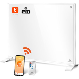 Інфранічний обігрівач KESSER® 350W: енергозберігаючий, з пультом, термостатом та керуванням через додаток. Можливість встановлення на підлогу або на стіну. Білий конвекторний нагрівач.