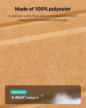 Акустичні панелі Soundsbay самоклеючі для звукоізоляції та шумопоглинання, поліестер, 30×30×0.9 см, гірчично-жовті (12 шт)