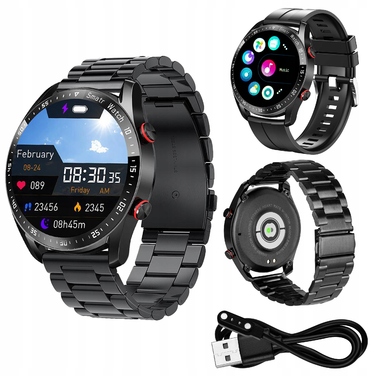 Смарт-годинник DomoGardeno для чоловіків з ремінцем + навушники, чорний