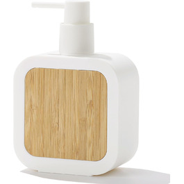 Дозатор для мила білий бамбук, 390 мл. Дозатор для мила на кухню, у ванну, в офіс. Настільний диспенсер для мила (білий)
