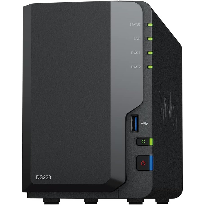 Synology DS223 - 2-Bay NAS сервер, 8TB, Чорний