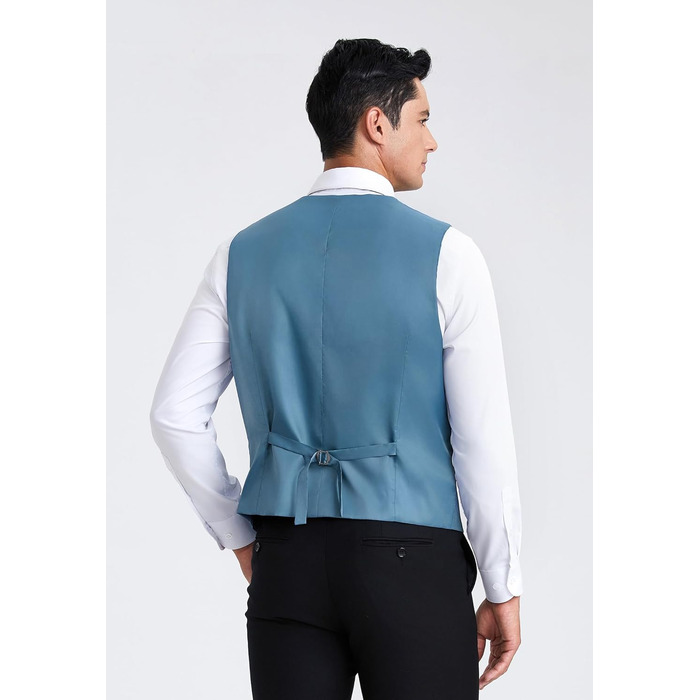 Жіночий елегантний костюмний жилет HISDERN для весілля, класичний однотонний, діловий, смокінг з кишенями (сталево-блакитний, XXL)