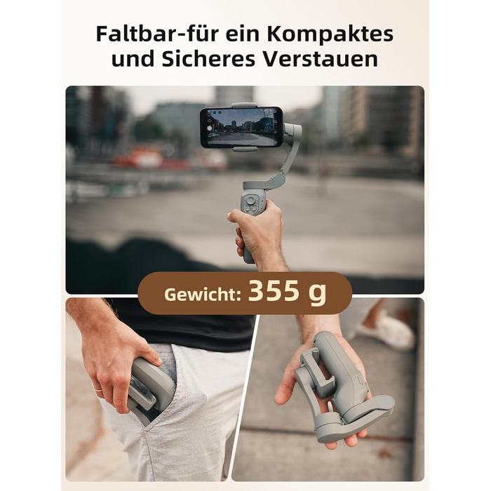 Rollei Steady Butler Mobil 3 SE: Gimbal для смартфонів з 3-осьовою стабілізацією, 280г, керування через додаток, сумісний з iPhone та Android