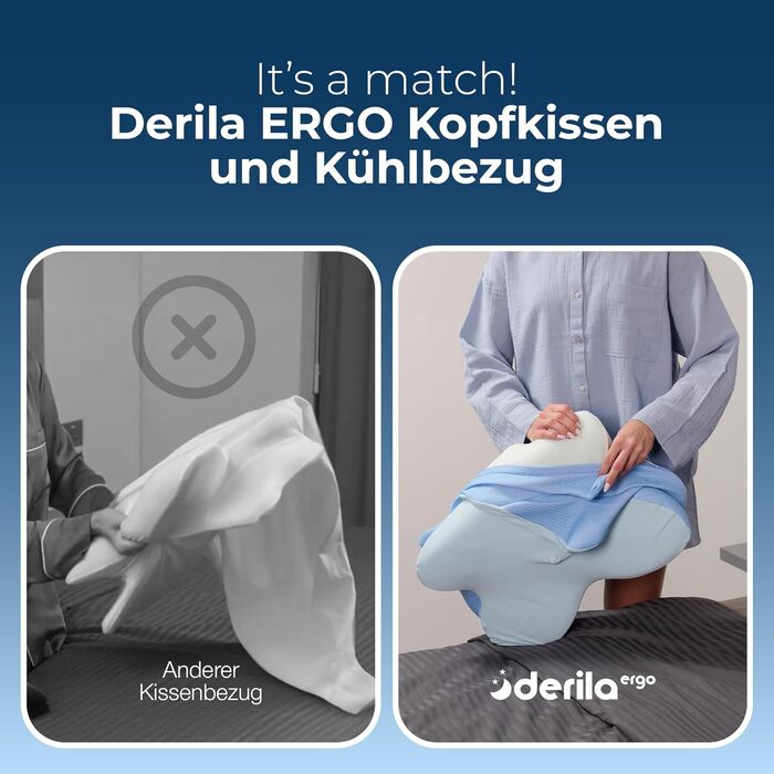 Подушка Derila Ergo Kopf Memory Foam для сну на боці, спині та животі (54x36x12 см) - 1 шт.