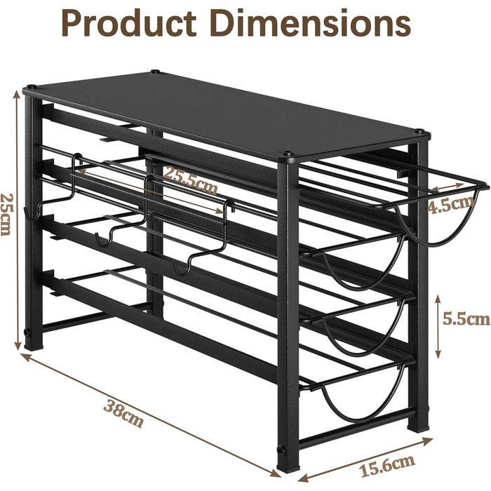 Тримач для капсул Dolce Gusto, 5-ярусний металевий ящик для капсул з тихими направляючими та антиковзними ніжками (56 капсул)