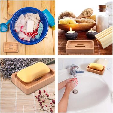 Натуральні дерев'яні підставки для мила з бамбука (2 шт.) - ручна робота, для мила, губки, аксесуарів для ванної кімнати