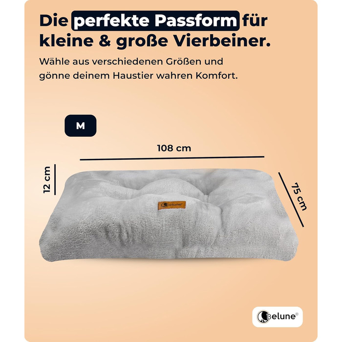 Килимок для собак Belune® Deluxe - великий, миючий, для великих собак (Сірий, M, 108x75x12 см)