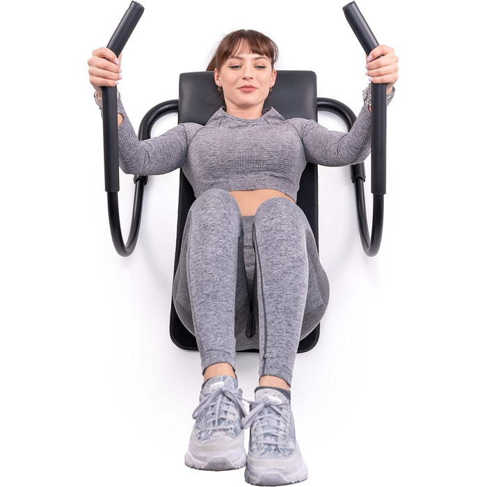 C.P. SPORTS AB Roller - Abdominal Trainer | Professional Ab Roller with Headrest & Mat for Abdominal Muscle Training & Fitness | Steel pipe black - foldable - space-saving for abdominal workout at home