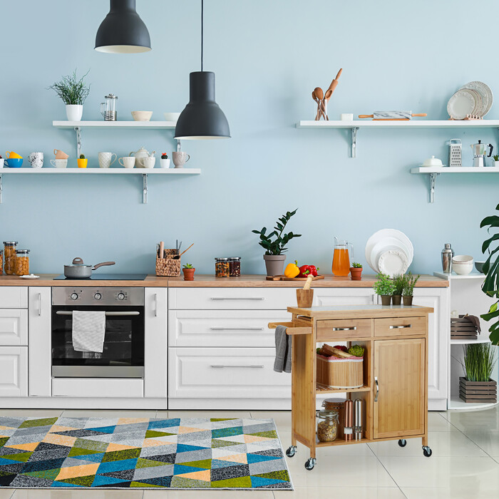 Relaxdays Kitchen Cart with Marble Top
