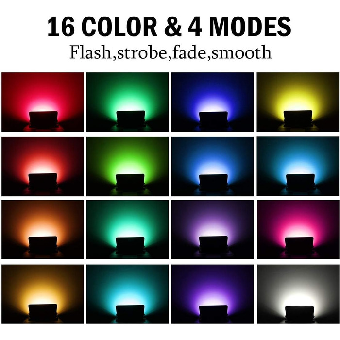 T-SUN 2 Pack LED Flood Lights Outdoor, 100W RGB Floodlights with Remote Control, Color Changing LED Floodlight with 16 Colors 4 Modes, IP66 Waterproof Floodlight for Indoor Gardens Backyards Courtyards