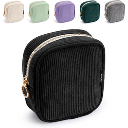 Косметичка для жінок Kalidi з корду, містка, з відділеннями, металева блискавка, для подорожей, темно-зелений (чорний)