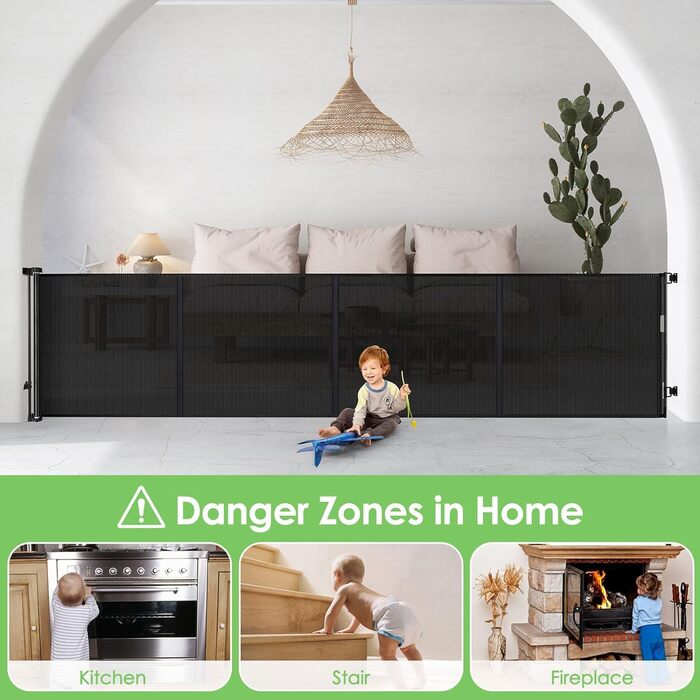 Захисне ворота для дитячих воріт, для дітей, котів та собак, розтяжне, 0-150 см, 500 см, сірий