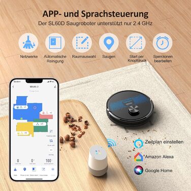 Робот-пилосос Lubluelu 3-в-1 з функцією миття підлоги, 4500Pa, лазерна навігація, 5 карт, 55 dB, для тварин, килимів, твердих підлог, (SL60D), блакитний