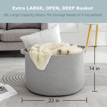 Великий рожевий плетений кошик для зберігання MEGASKET 55,9x55,9x35,6 см, для іграшок та пледів, органайзер для вітальні