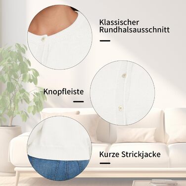 Жакет KESSER з довгими рукавами, в'язаний, осінньо-зимовий, класичний з ґудзиками, круглий виріз, в'язаний кардиган, елегантний, повсякденний, в'язаний жилет (білий, XXL)
