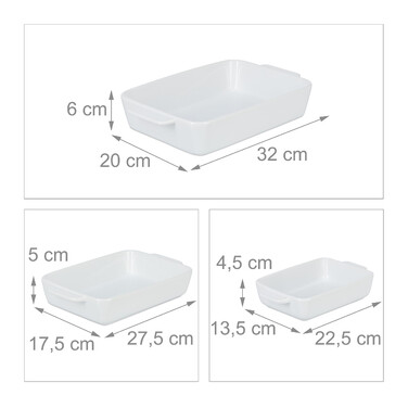 Relaxdays Ceramic Casserole Dish Set of 3