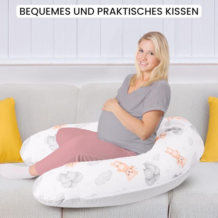 Подушка для вагітних Amilian 170 см XXL – подушка для сну на боці – подушка для годування – Body Pillow (балон)