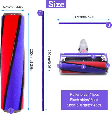 Replacement Brush for Dyson V6 V7 V8 V10 V11 Soft Bristle Floor Brush, Soft Roller for Dyson Accessories, with 6 Felt Strips for Dyson Vacuum Cleaners, Cleaning and Dust Removal ABS