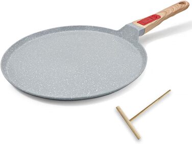 RANX INGST Crepe Pan with Removable Handle - Non-Stick Ceramic Coating - Pancake Pan with Batter Spreader - (Blue, 30 cm)