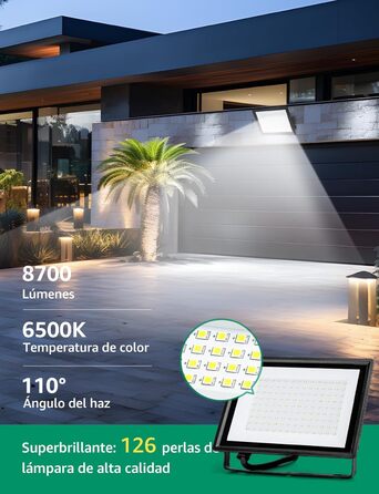 Aigostar LED Floodlight Outdoor Indoor 100W 8700LM Cool White 6500K LED Spotlight Floodlight IP65 Waterproof LED Outdoor Spotlight for Bright Garden Garage Sports Field Yard Floodlight