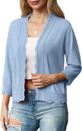 Жакет-кардиган жіночий літній з рюшами GRECEREE. Боеро, світло-блакитний, розмір S