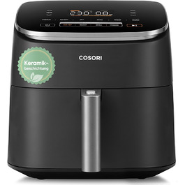 Фритюрниця Cosori Turboblaze з керамічним покриттям, 9-в-1, об'єм 6л, XXL, тихий DC мотор, 87 рецептів, колір: вугільний сірий