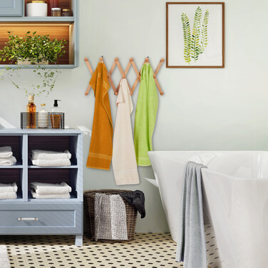 Relaxdays Extendable Wooden Wall Coat Rack