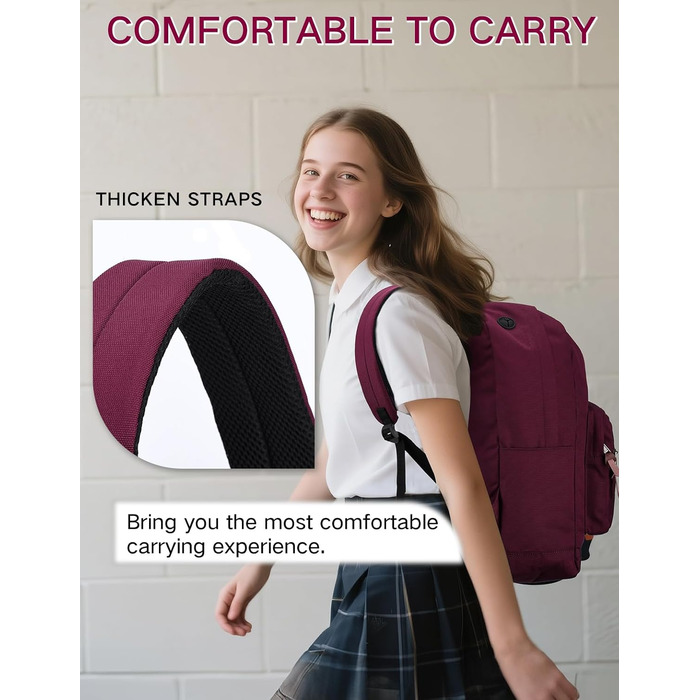Жіночий рюкзак RAVUO, водонепроникний, для ноутбука 15.6 дюймів, шкільний, для підлітків, подорожей, роботи, червоний/бордовий
