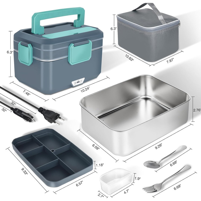 XREXS 3.5L Electric Lunch Box 90W, Electric Food Container with Extra Large Capacity, Home/Car Electric Food Container, with Fork & Spoon, Portable Electric Lunch Box for Truck Family Camping