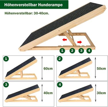 Froadp 49x38x61cm Folding Stairs for Dogs Made of Plastic, Foldable Dog Stairs with 4 Steps & Felt Mat, Non-Slip Cat Stairs, Bed, Balcony, Sofa, Portable Pet Stairs for Dogs and Cats (Wood Type B)